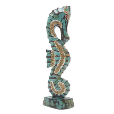 Novica Calming Seahorse Wood Sculpture - By Novica