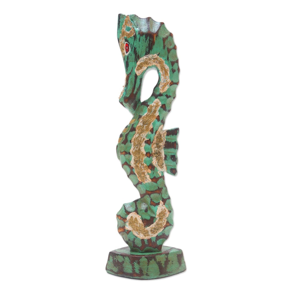 Novica Calming Seahorse Wood Sculpture - By Novica