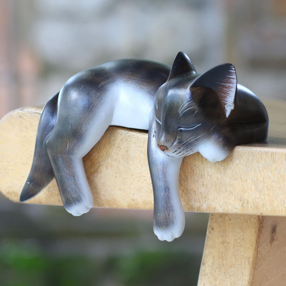 Novica Catnap Wood Sculpture - By Novica