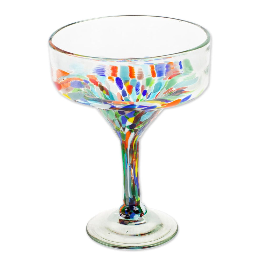 Novica Chromatic Finesse Handblown Margarita Glasses (set Of 4) - By Novica