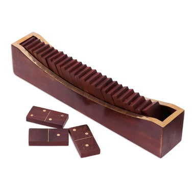 Novica Classic Entertainment Wood And Brass Domino Set - By Novica