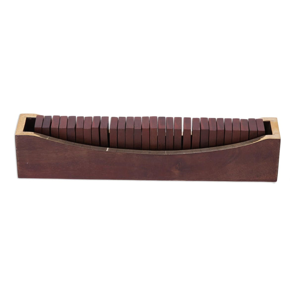 Novica Classic Entertainment Wood And Brass Domino Set - By Novica