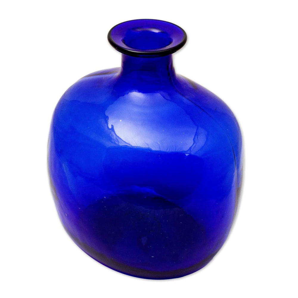 Novica Cobalt Blue Bottle Blown Glass Vase - By Novica