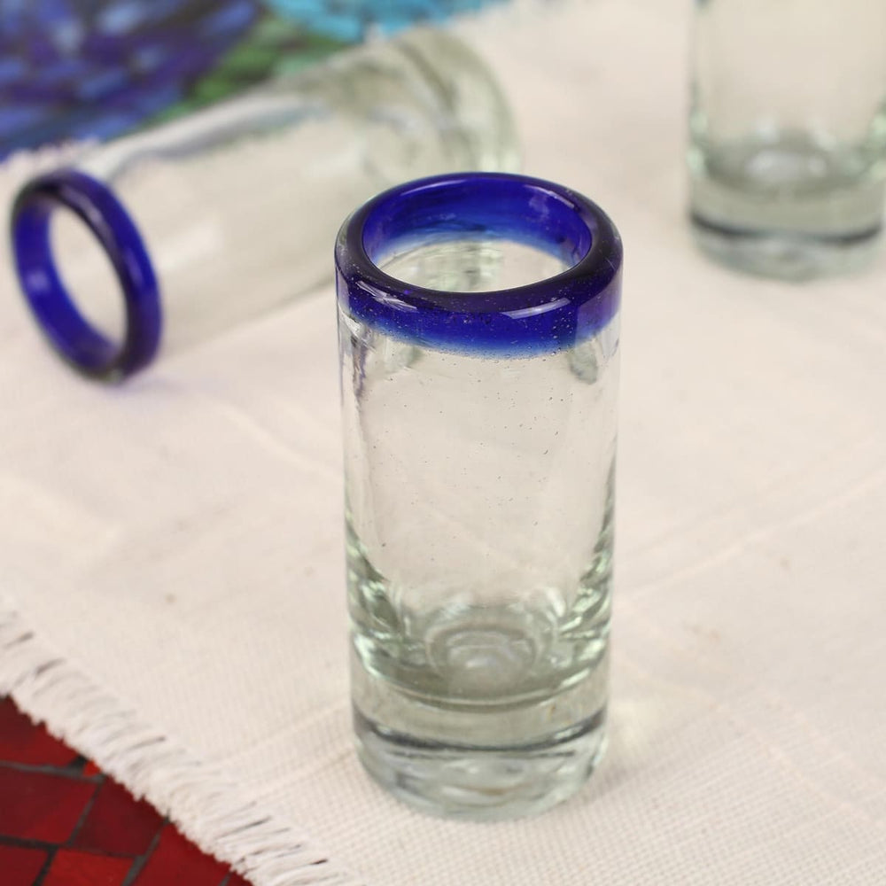 Novica Cobalt Classics Blown Glass Tequila Glasses (set Of 6) - By Novica