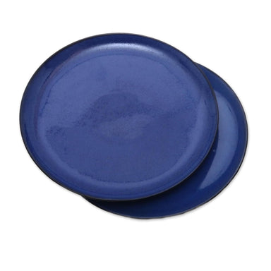 Novica Cobalt Cuisine Ceramic Dinner Plates (pair) - By Novica