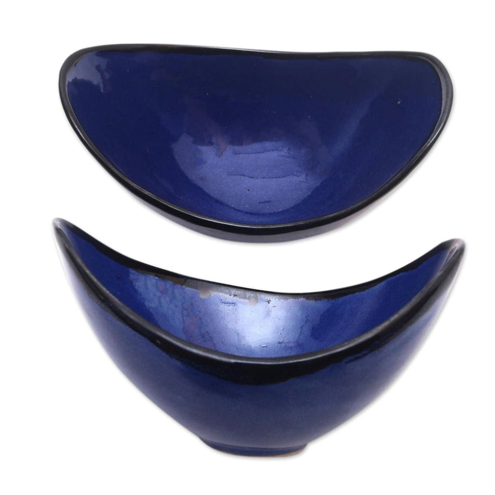 Novica Cobalt Cuisine Ceramic Serving Bowls (pair) - By Novica