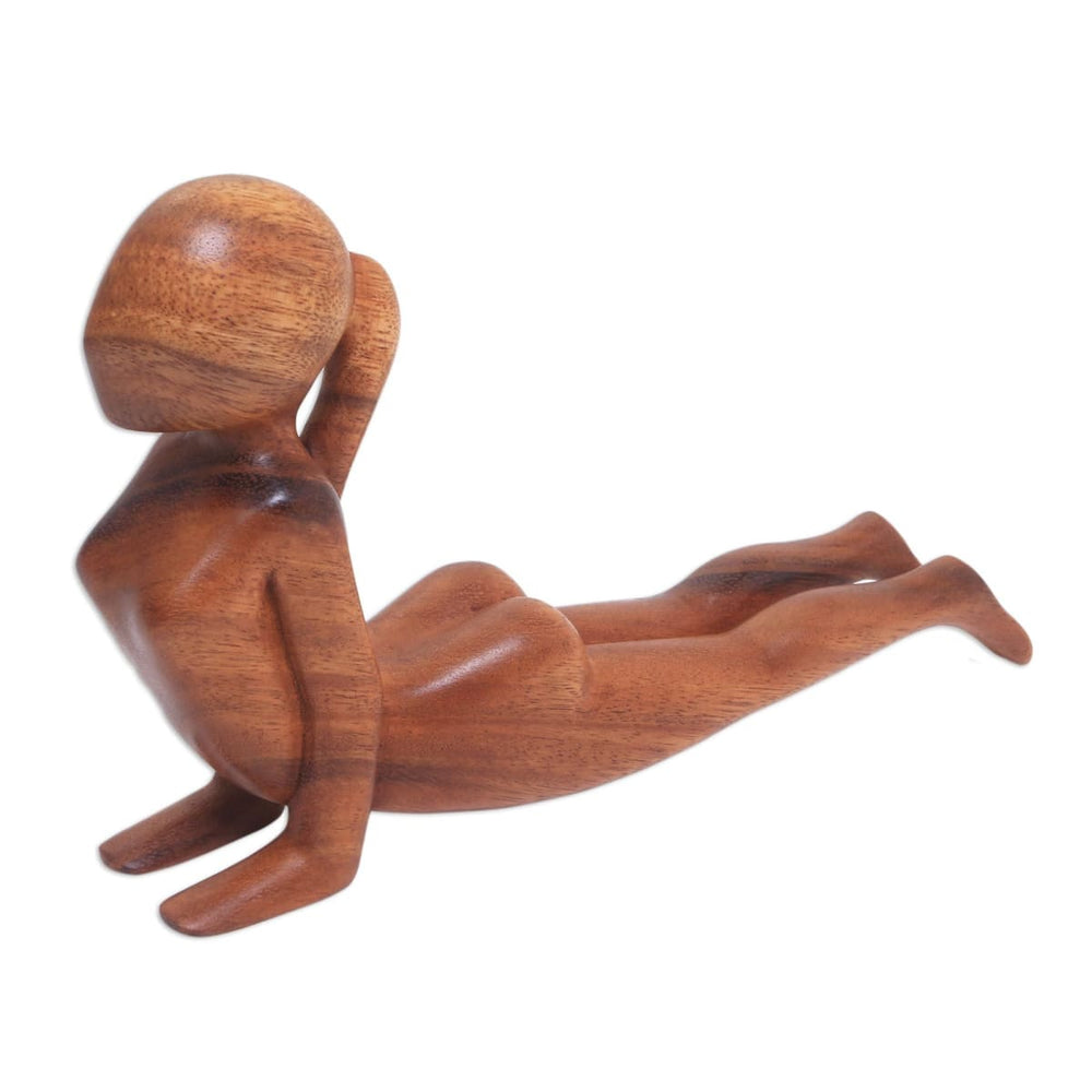 Novica Cobra Yoga Pose Wood Statuette - By Novica