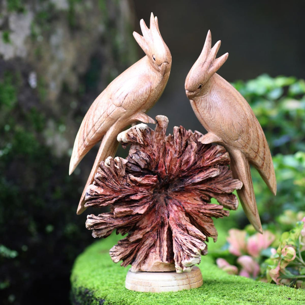 Novica Cockatoo Couple Wood Sculpture - By Novica