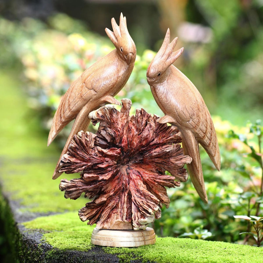 Novica Cockatoo Couple Wood Sculpture - By Novica