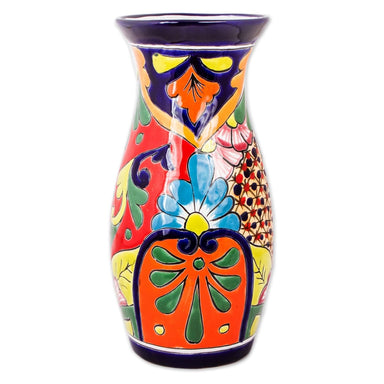 Novica Colorful Curves Ceramic Vase - By Novica
