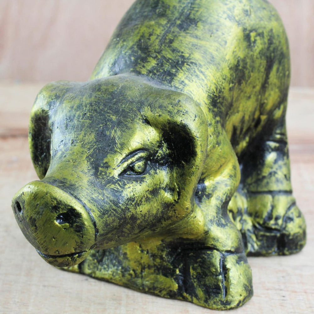 Novica Crouching Pig Ceramic Sculpture - By Novica