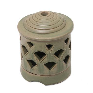 Novica Cupola Light Ceramic Tealight Candleholder - By Novica
