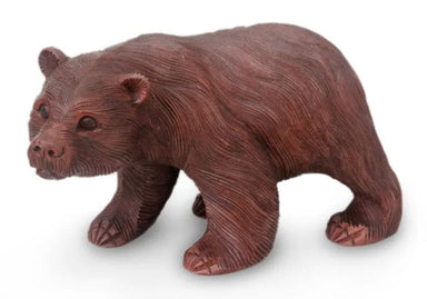 Novica Curious Brown Bear Wood Sculpture - By Novica