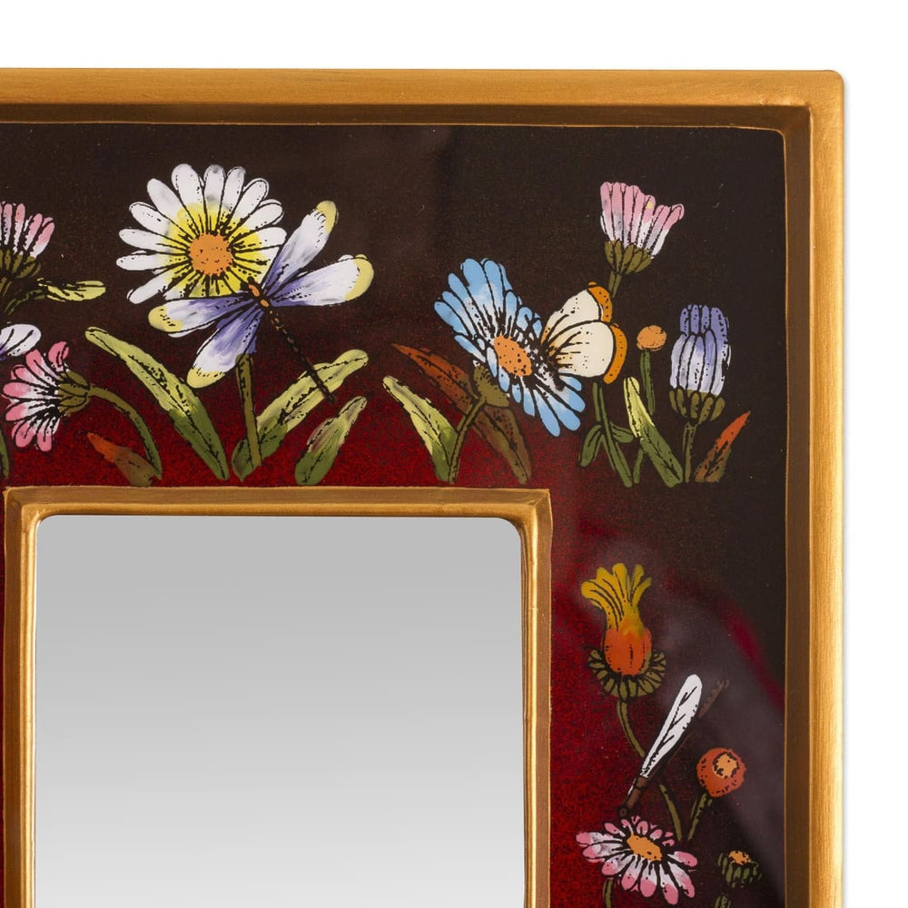 Novica Currant Fields Small Reverse-painted Glass Wall Mirror - By Novica