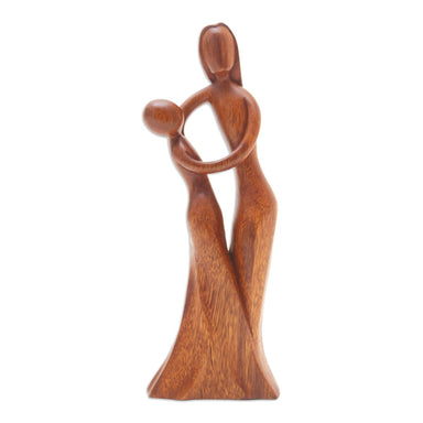 Novica Dancing With Daughter Wood Sculpture - By Novica