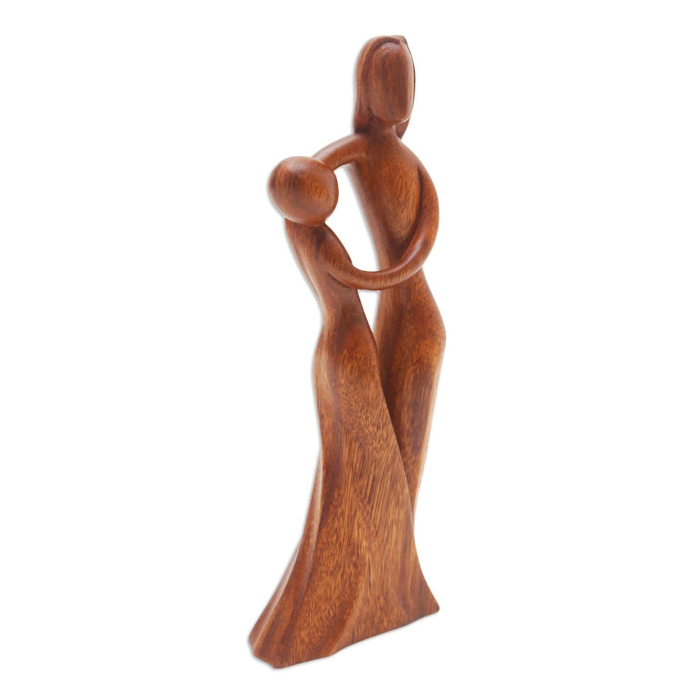 Novica Dancing With Daughter Wood Sculpture - By Novica