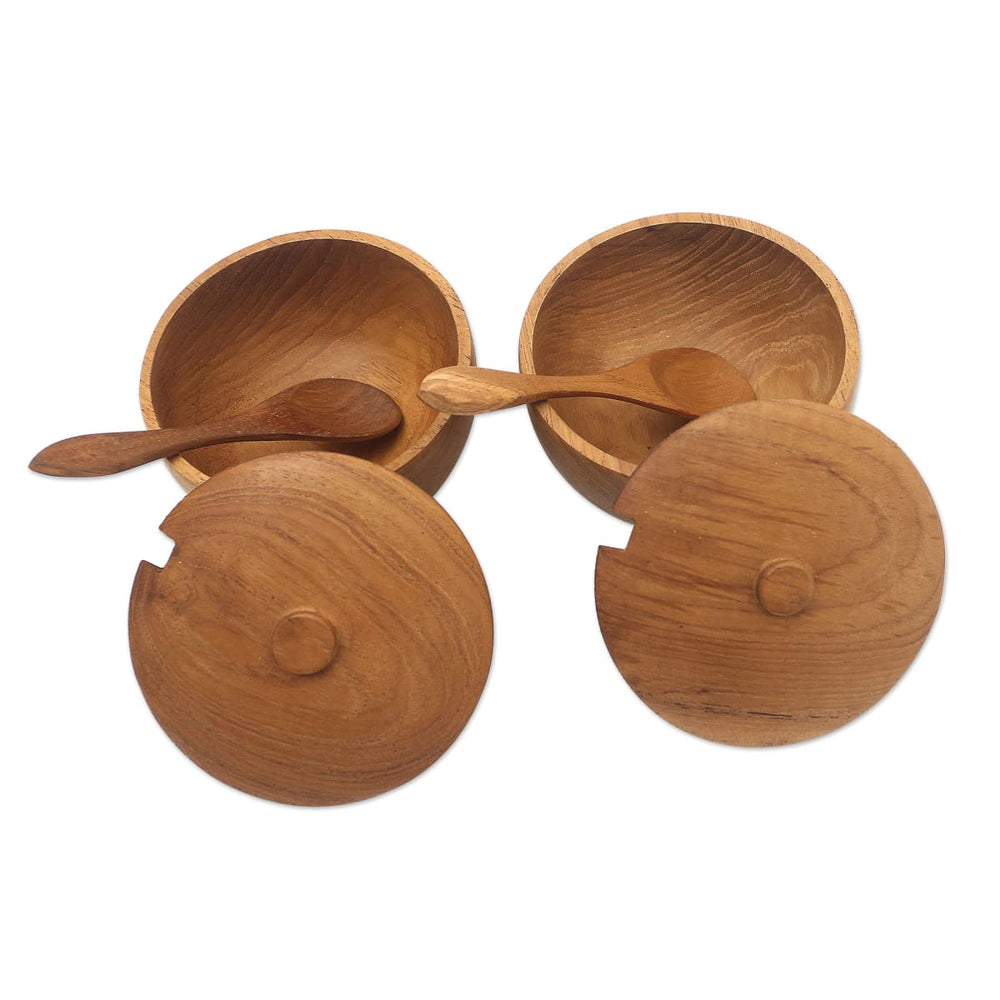 Novica Delicious Duo Teak Wood Condiment Bowls (pair) - By Novica
