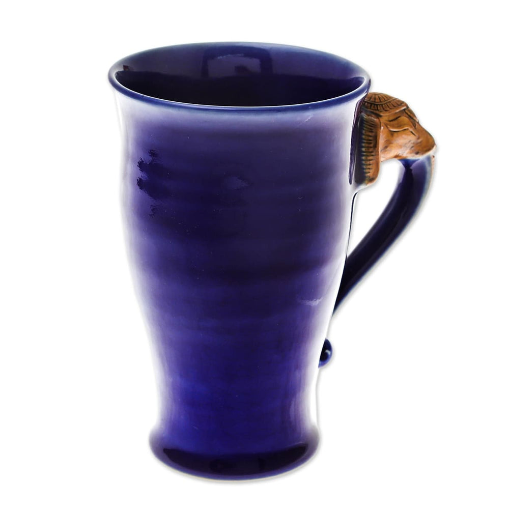 Novica Elephant Handle In Blue Celadon Ceramic Mug - By Novica