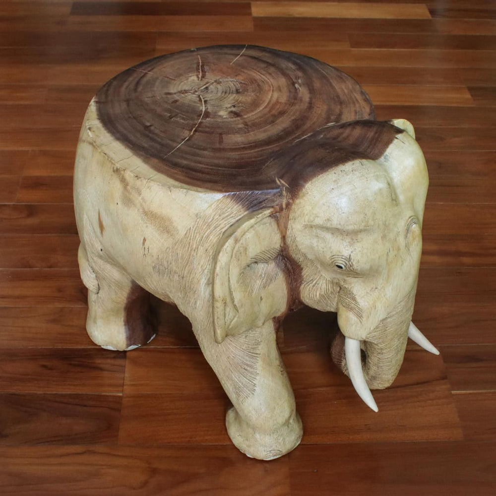 Novica Elephant Relaxation Wood Stool (15 Inch) - By Novica