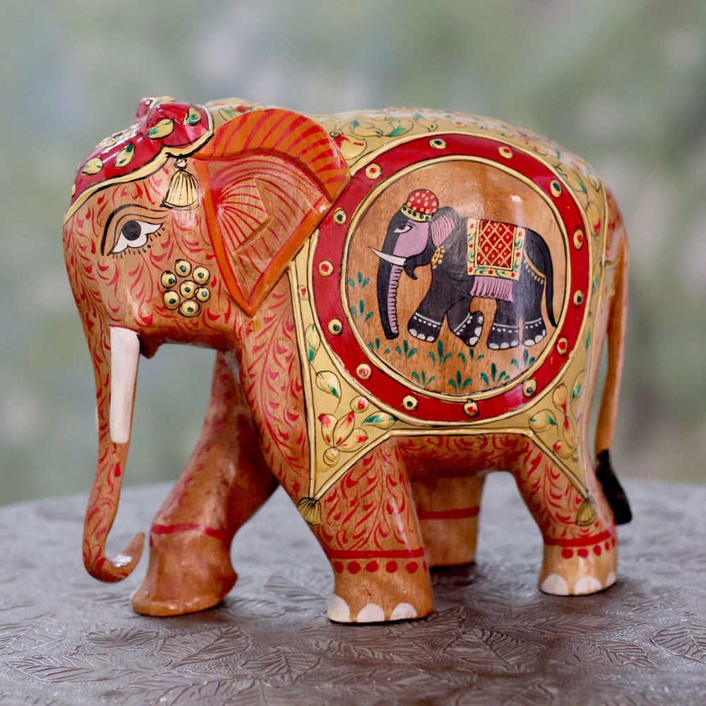 Novica Festive Elephant Wood Figurine - By Novica