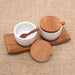 Novica Flavor Duo In White Ceramic And Teak Wood Condiment Set - By Novica