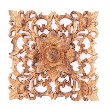 Novica Floating Lotus Wood Relief Panel - By Novica