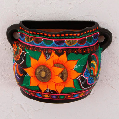 Novica Floral Growth Ceramic Wall Flower Pot - By Novica