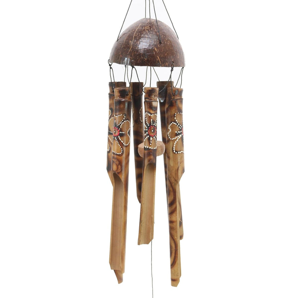 Novica Floral Melody Bamboo And Coconut Shell Wind Chime - By Novica