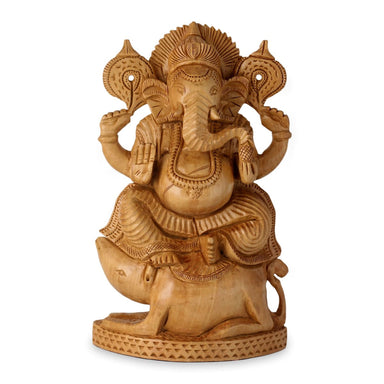 Novica Ganesha Lord Of Knowledge Wood Statuette - By Novica