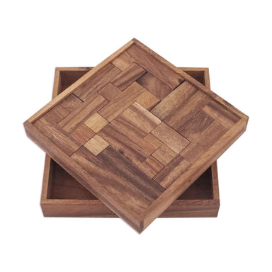 Novica Geometry Game Wood Puzzle - By Novica