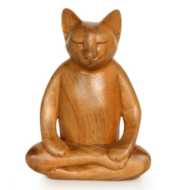 Novica Ginger Cat Does Yoga Wood Sculpture - By Novica
