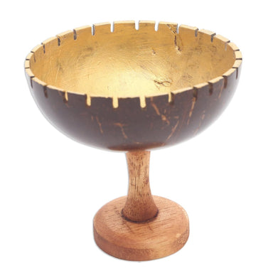 Novica Golden Cup Coconut Shell Jewelry Stand - By Novica