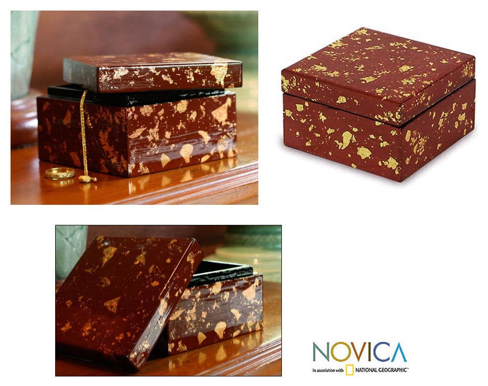 Novica Golden Land Lacquered Wood Jewelry Box - By Novica