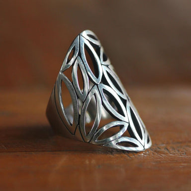 Novica Handmade Bamboo Breeze Sterling Silver Cocktail Ring - By Novica