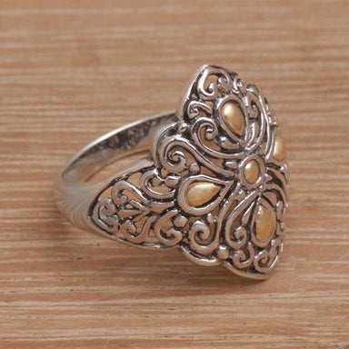 Novica Handmade Botanical Path Gold Accent Sterling Silver Cocktail Ring - By Novica