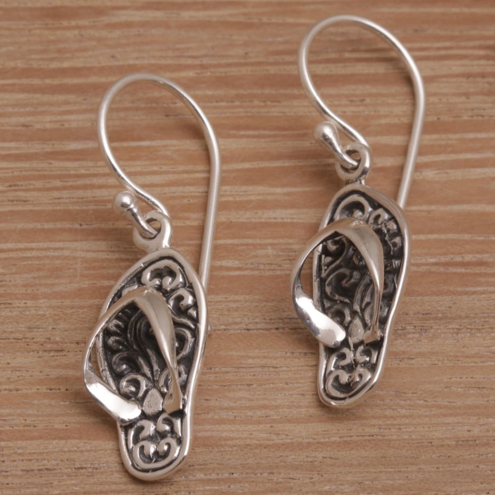 Novica Handmade Celuk Sandal Sterling Silver Dangle Earrings - By Novica