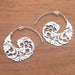 Novica Handmade Garden Waves Sterling Silver Half-hoop Earrings - By Novica