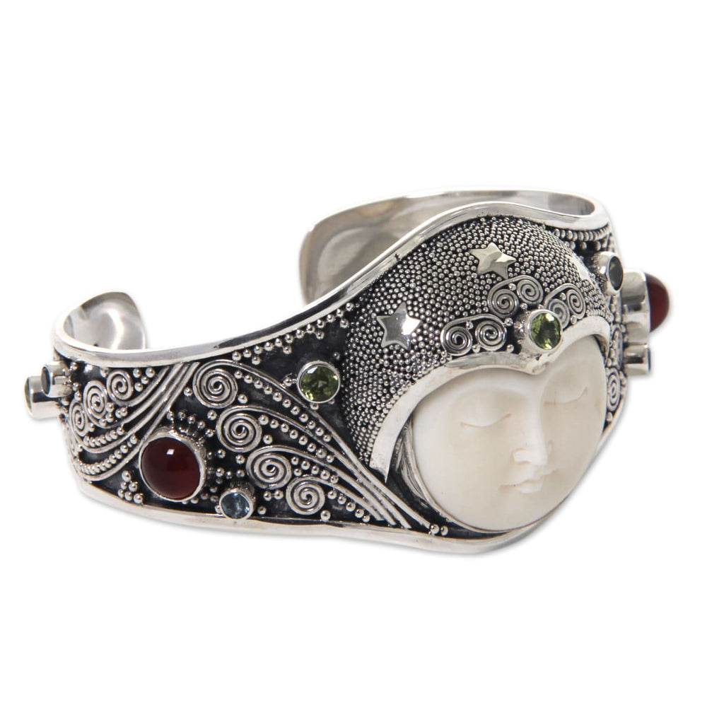 Novica Handmade Moon Queen Peridot And Carnelian Cuff Bracelet - By Novica