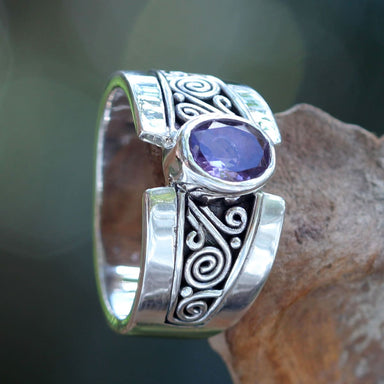 Novica Handmade Purple Karma Amethyst Single Stone Ring - By Novica