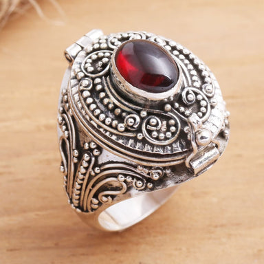 Novica Handmade The Secret In Red Garnet Locket Ring - By Novica