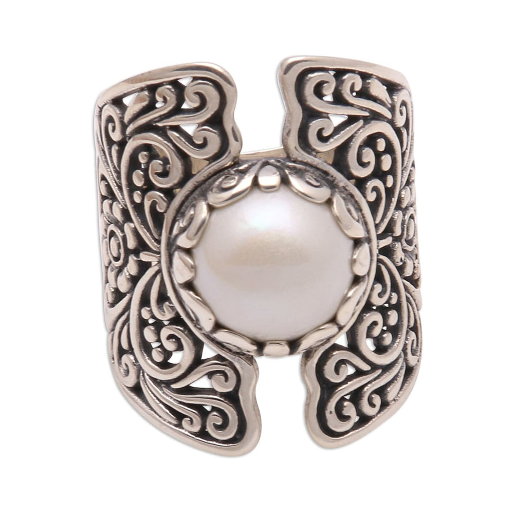 Novica Handmade Temple Of The Moon Cultured Pearl Cocktail Ring - By Novica