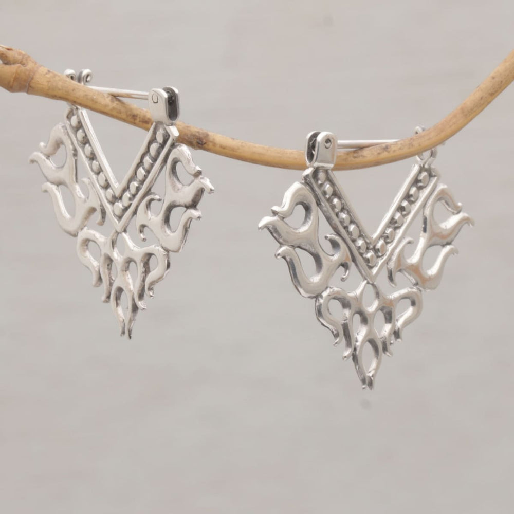 Novica Handmade Tribal Fire Sterling Silver Hoop Earrings - By Novica