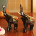 Novica Happy Elephants Lacquered Wood Figurines (pair) - By Novica
