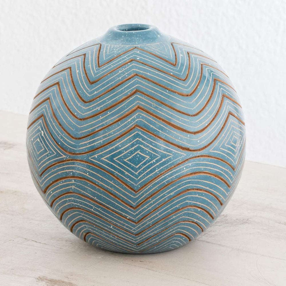 Novica Harmonic Geometry Ceramic Decorative Vase - By Novica