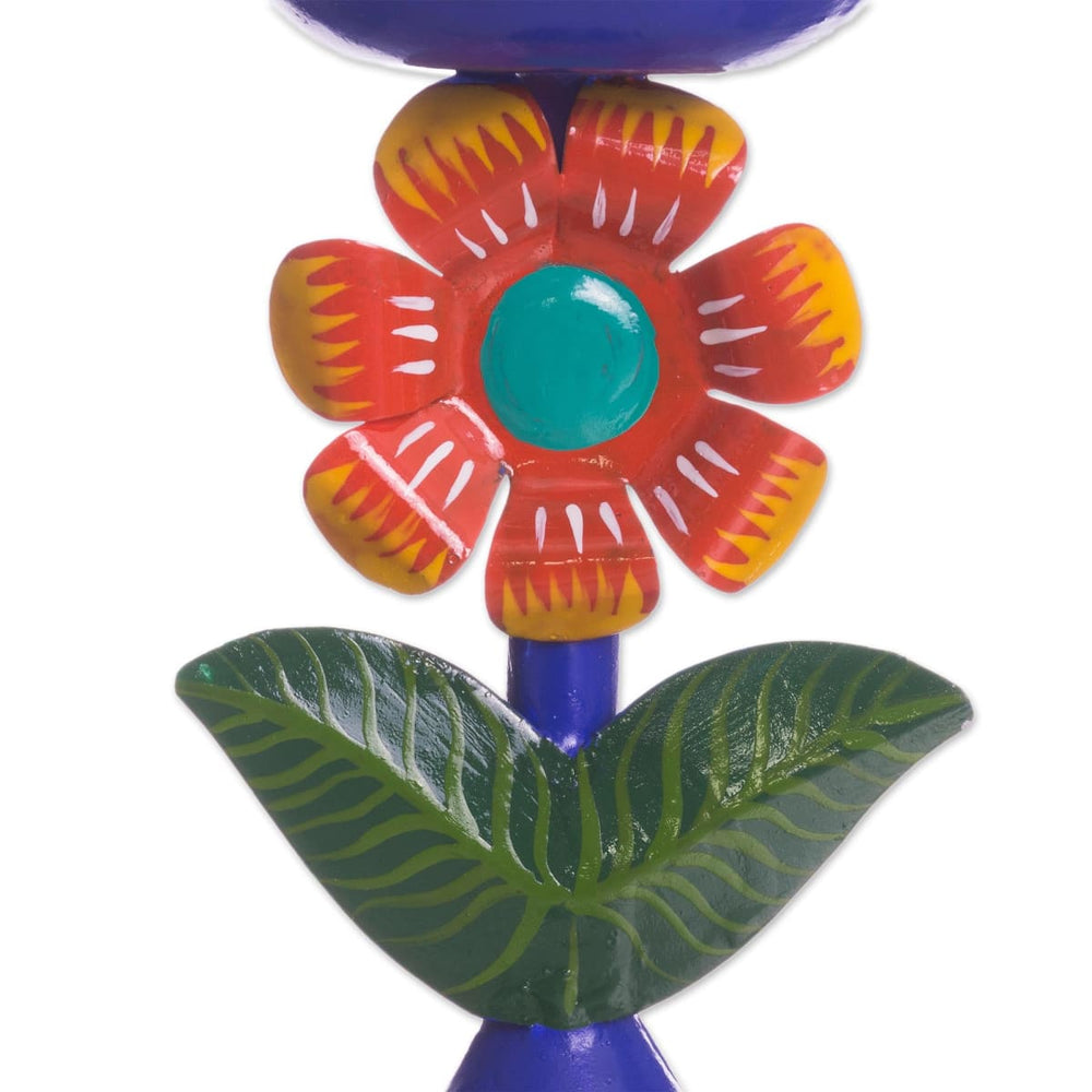 Novica Highland Flower Recycled Metal Candleholder - By Novica