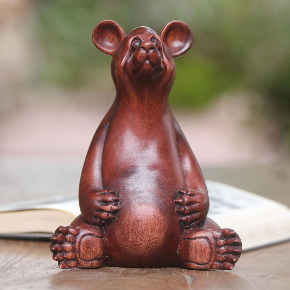 Novica Honey Bear Wood Sculpture - By Novica