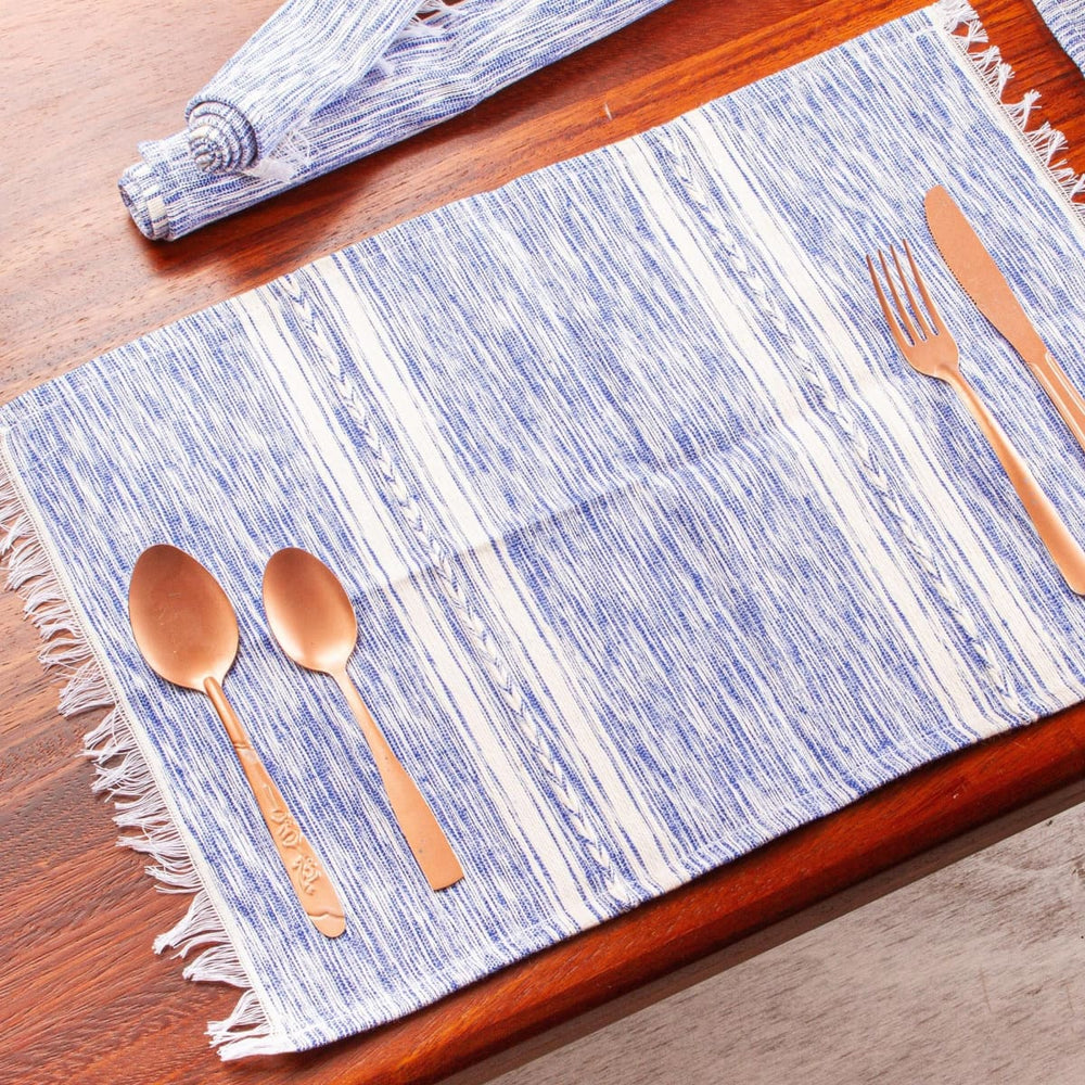 Novica Inspiration In Azure Cotton Placemats (set Of 4) - By Novica