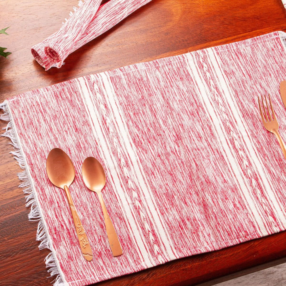 Novica Inspiration In Red Cotton Placemats (set Of 4) - By Novica