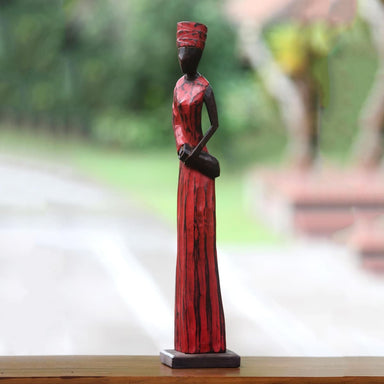 Novica Lady Merchant Wood Sculpture - By Novica