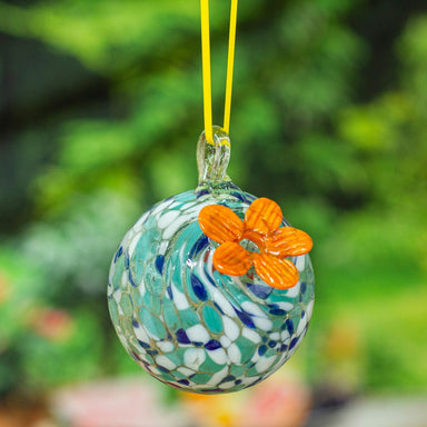 Novica Lapis Gratitude Recycled Glass Hummingbird Feeder - By Novica